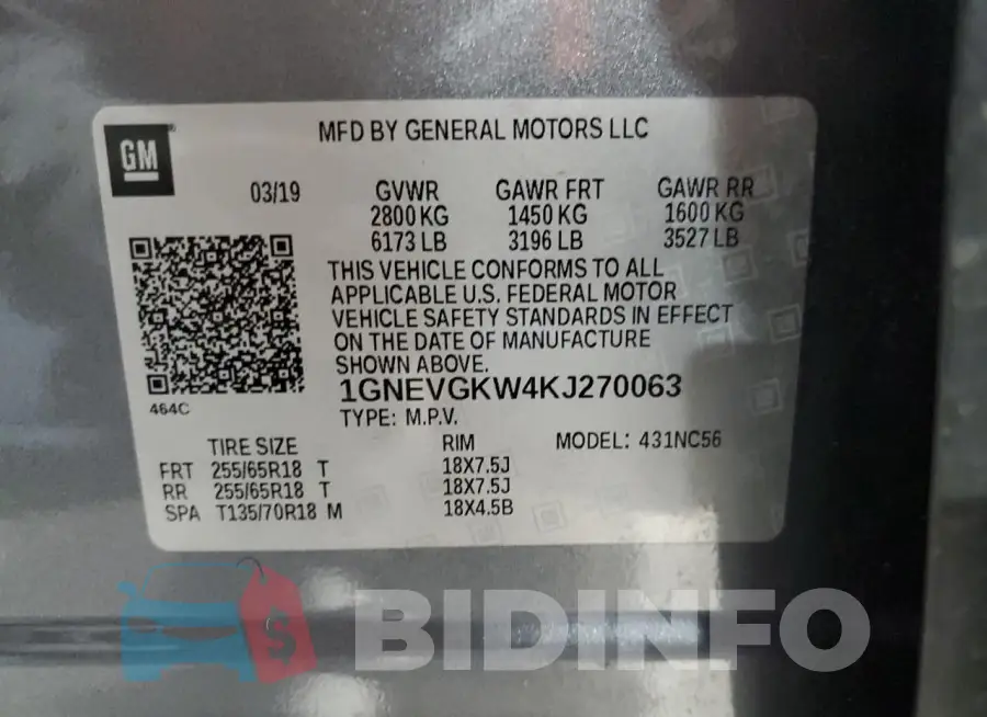 1GNEVGKW4KJ270063 Photo# 13