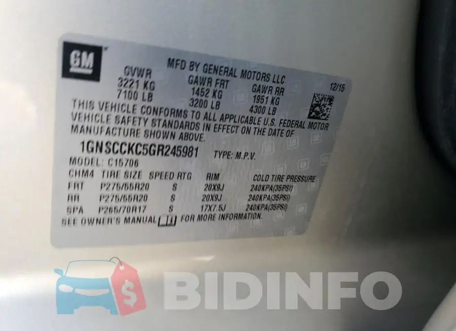 1GNSCCKC5GR245981 Photo# 12