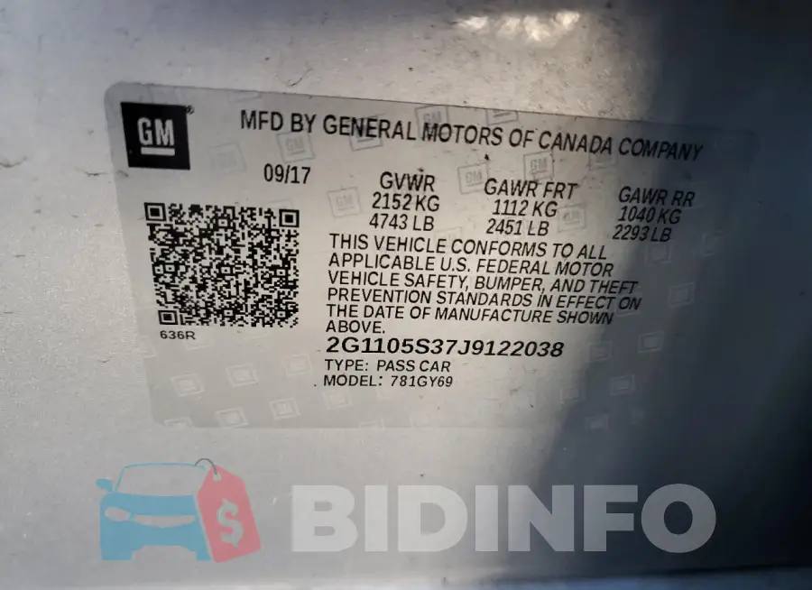 2G1105S37J9122038 Photo# 13