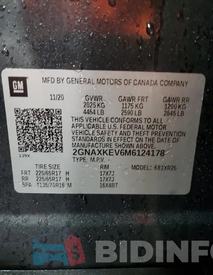 2GNAXKEV6M6124178 Photo# 13