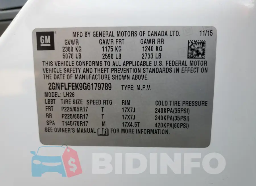 2GNFLFEK9G6179789 Photo# 14