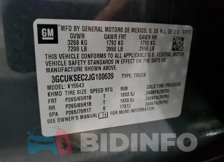 3GCUKSEC2JG100639 Photo# 12