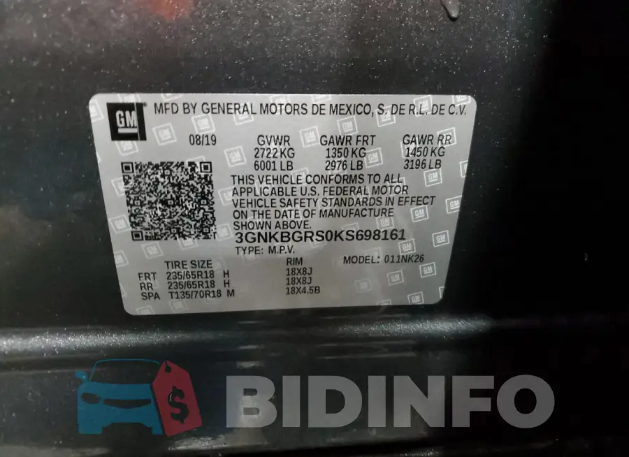 3GNKBGRS0KS698161 Photo# 13