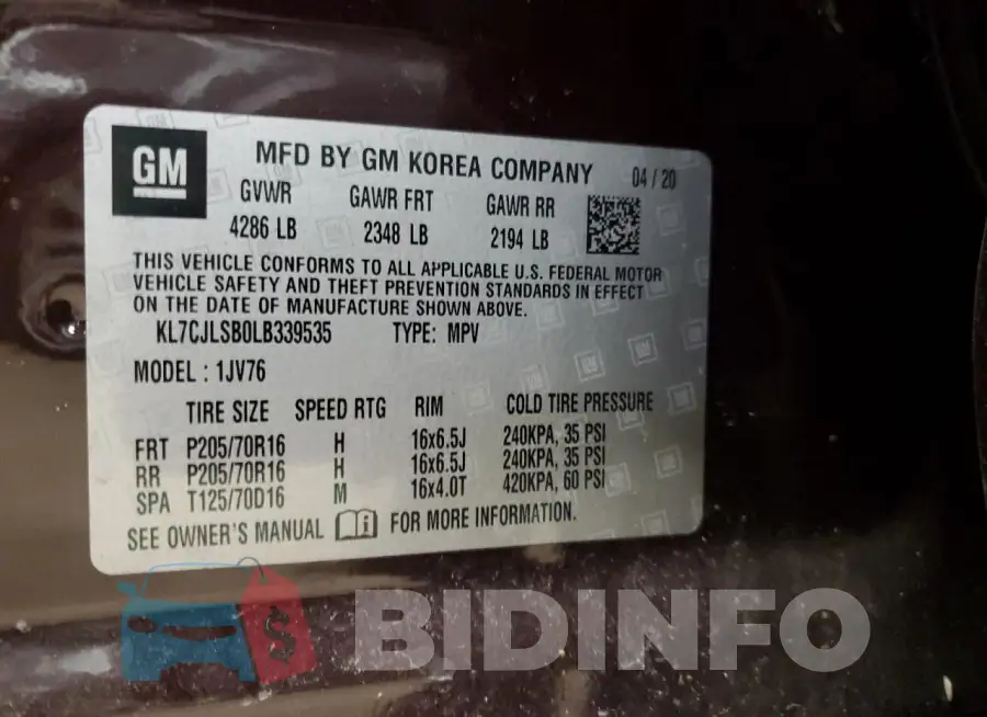 KL7CJLSB0LB339535 Photo# 13