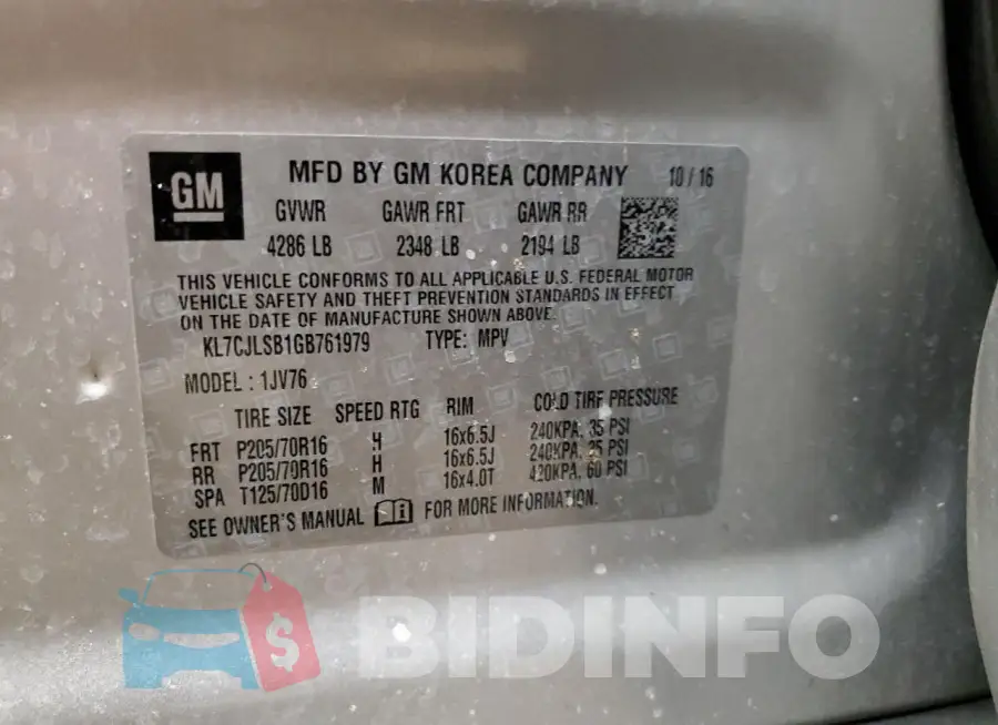 KL7CJLSB1GB761979 Photo# 13