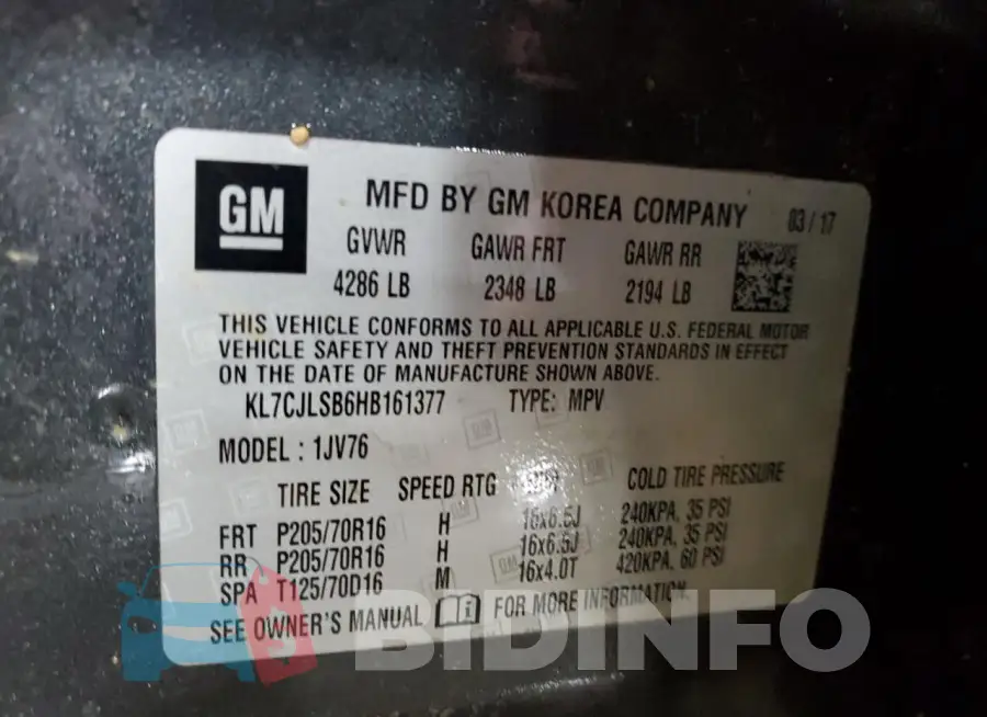 KL7CJLSB6HB161377 Photo# 13