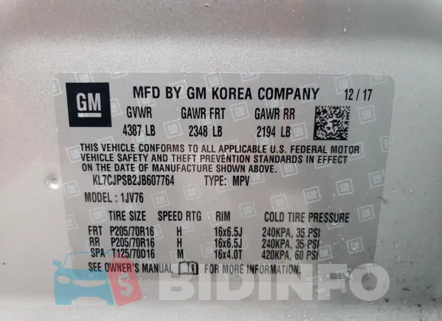 KL7CJPSB2JB607764 Photo# 13