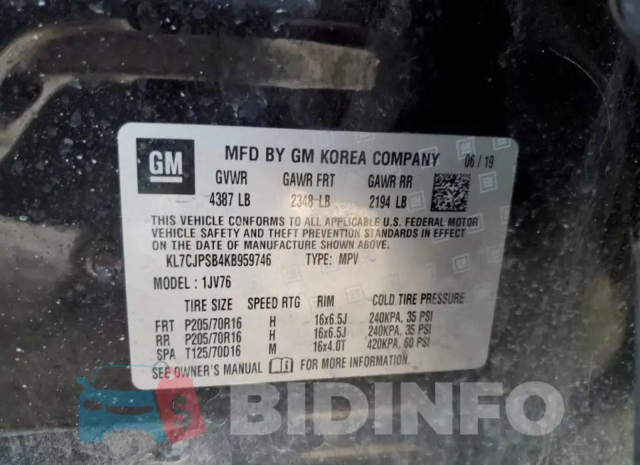 KL7CJPSB4KB959746 Photo# 13