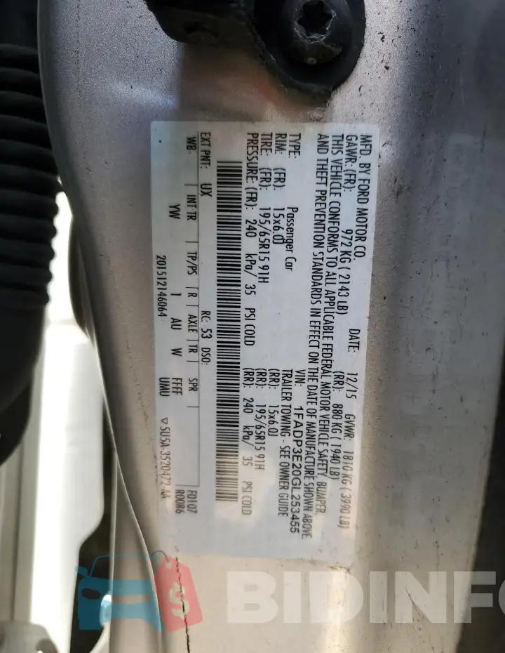 1FADP3E20GL253455 Photo# 12