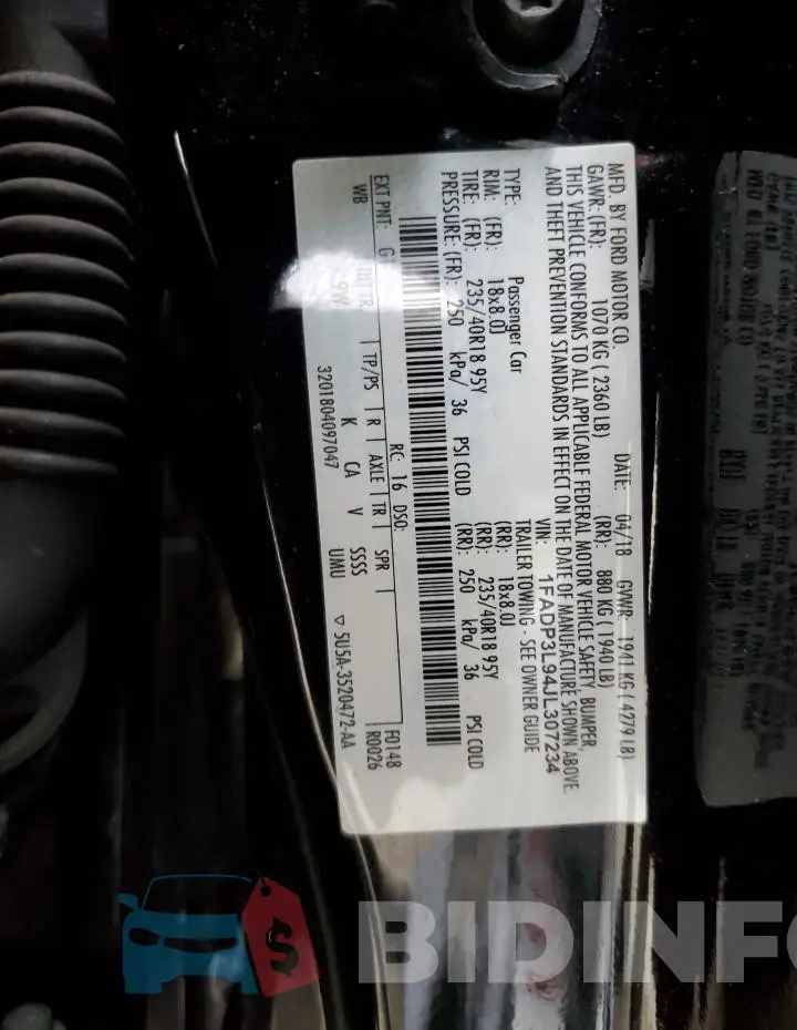 1FADP3L94JL307234 Photo# 12