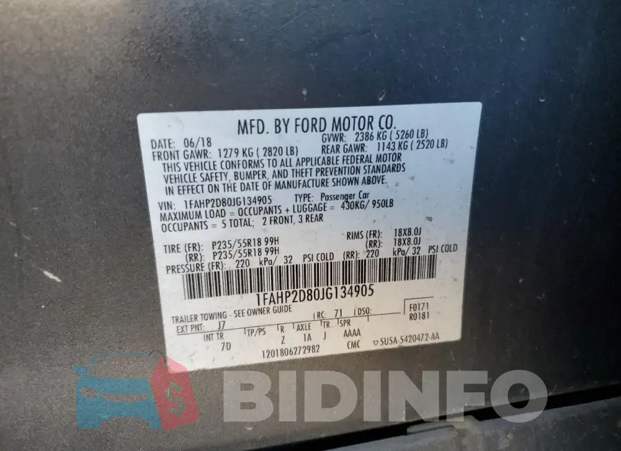 1FAHP2D80JG134905 Photo# 12