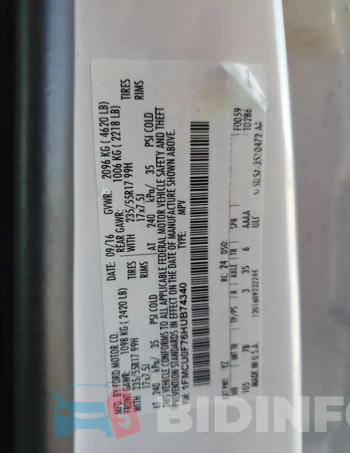 1FMCU0F76HUB74340 Photo# 13