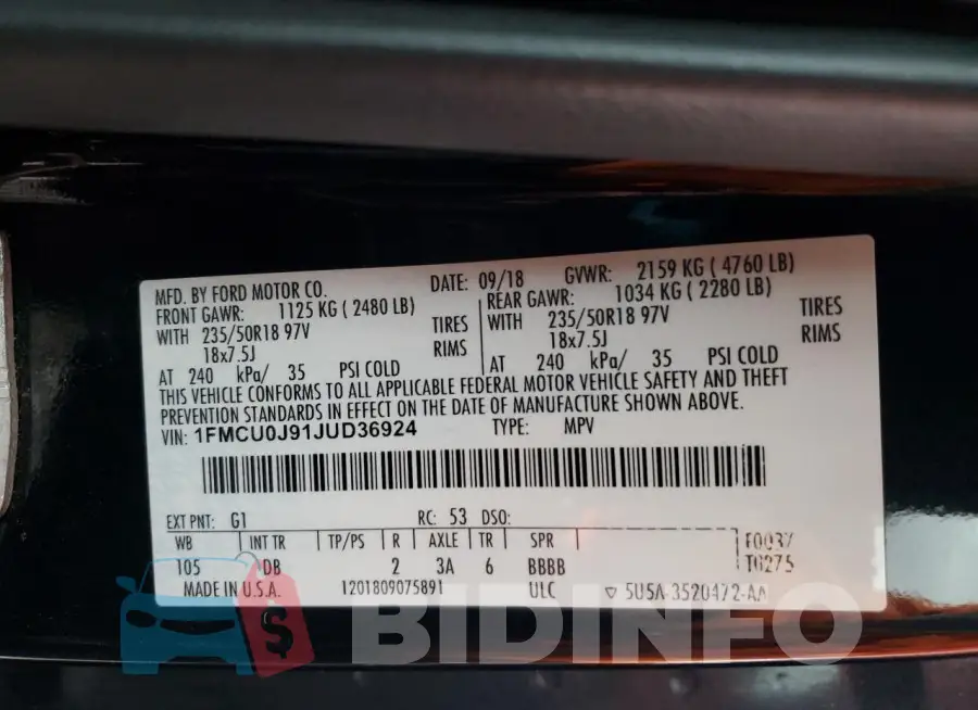 1FMCU0J91JUD36924 Photo# 13