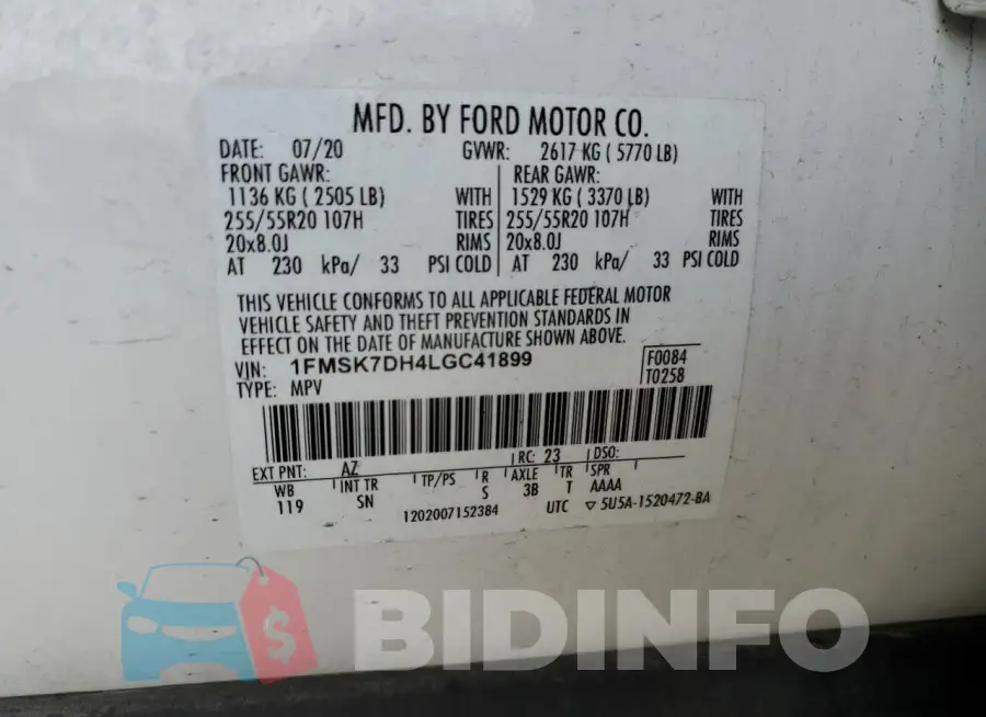 1FMSK7DH4LGC41899 Photo# 13