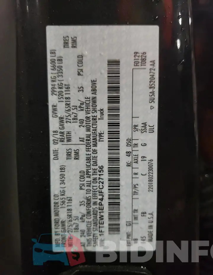 1FTEW1EP4JFC27156 Photo# 12