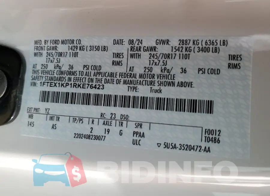 1FTEX1KP1RKE76423 Photo# 12
