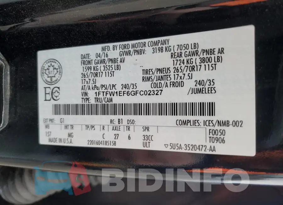 1FTFW1EF6GFC02327 Photo# 12