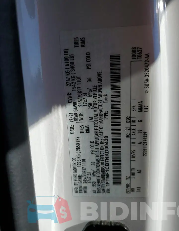 1FTMF1CB7NKD00438 Photo# 13
