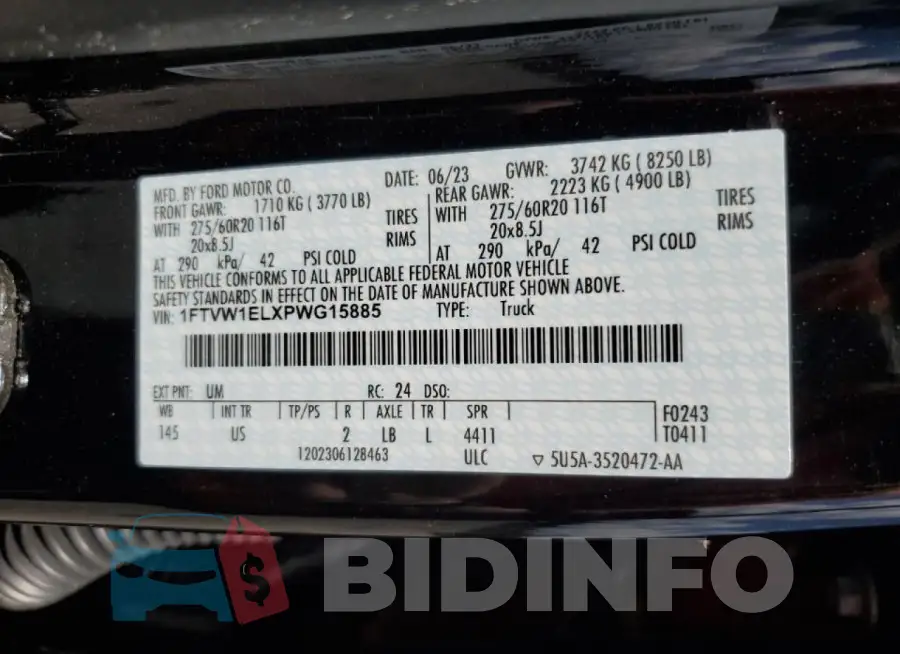1FTVW1ELXPWG15885 Photo# 12
