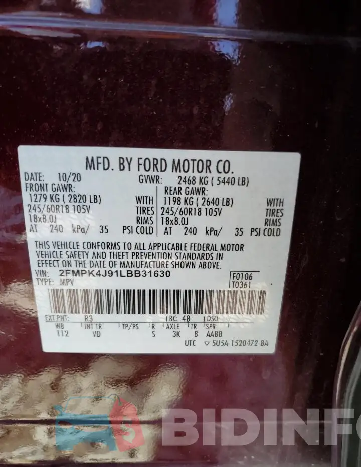 2FMPK4J91LBB31630 Photo# 13