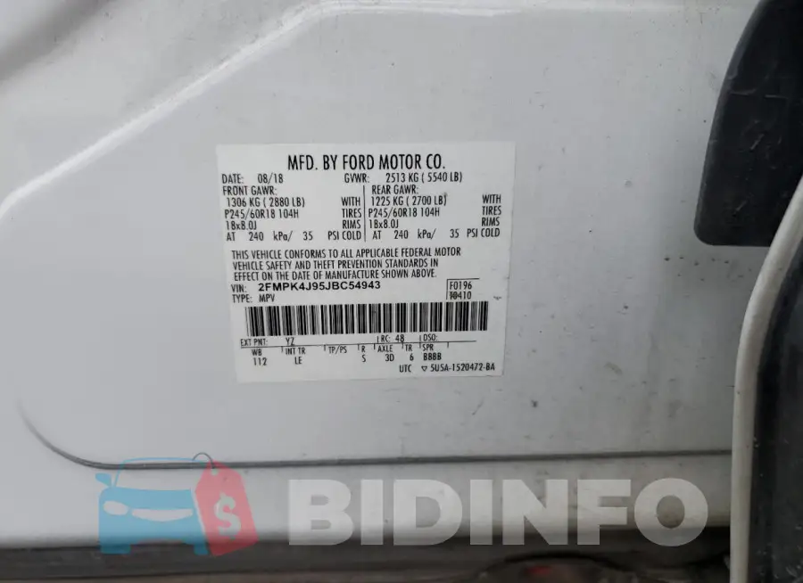 2FMPK4J95JBC54943 Photo# 13