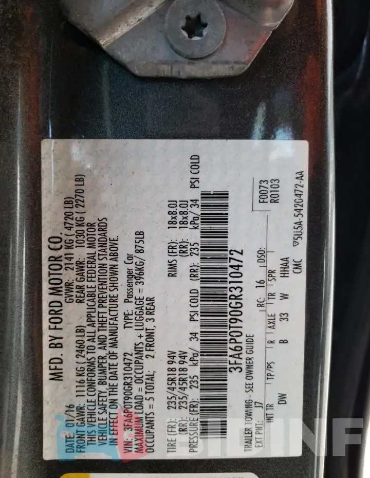 3FA6P0T90GR310472 Photo# 12
