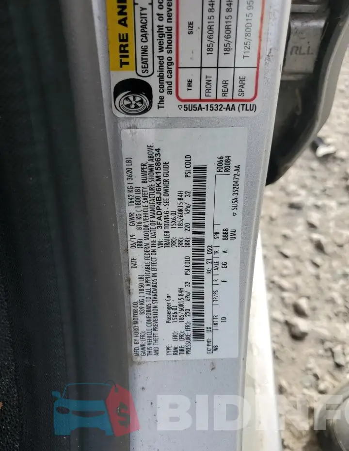 3FADP4BJ6KM158634 Photo# 12