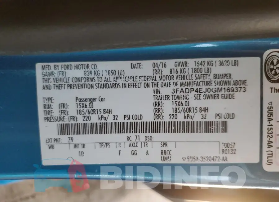 3FADP4EJ0GM169373 Photo# 13