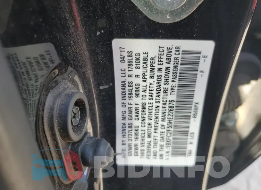 19XFC2F55HE226876 Photo# 12