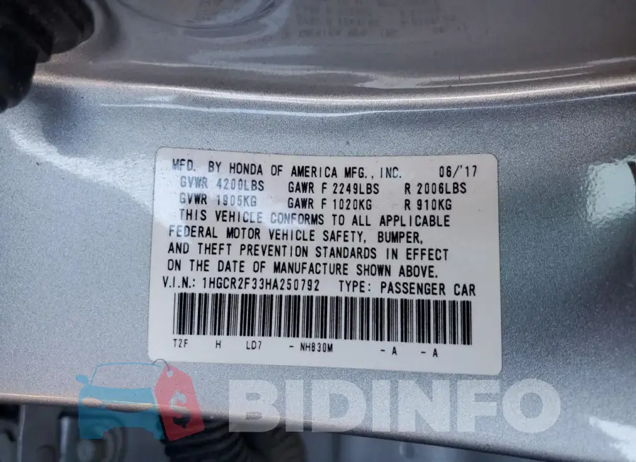1HGCR2F33HA250792 Photo# 12