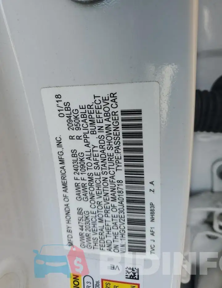 1HGCV2E30JA018718 Photo# 12