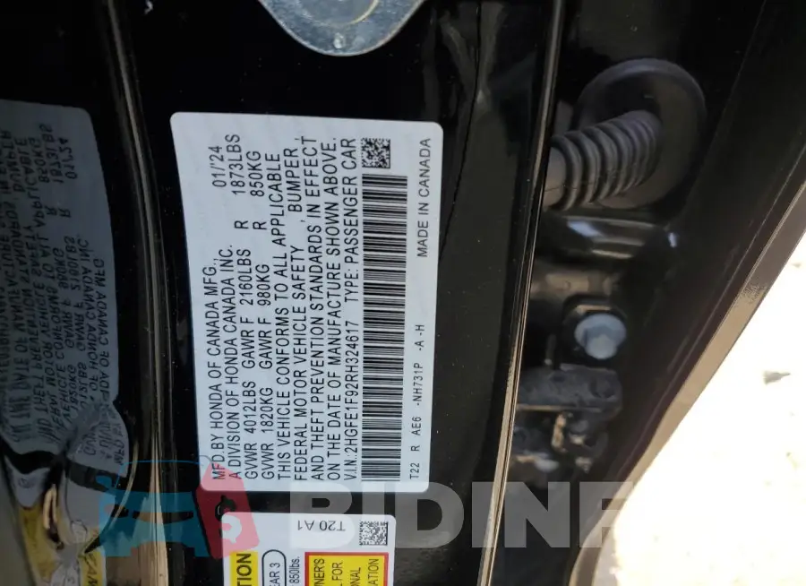 2HGFE1F92RH324617 Photo# 12