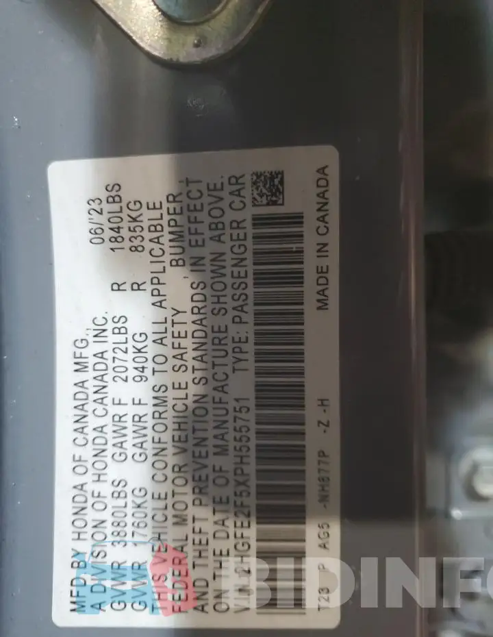 2HGFE2F5XPH555751 Photo# 12