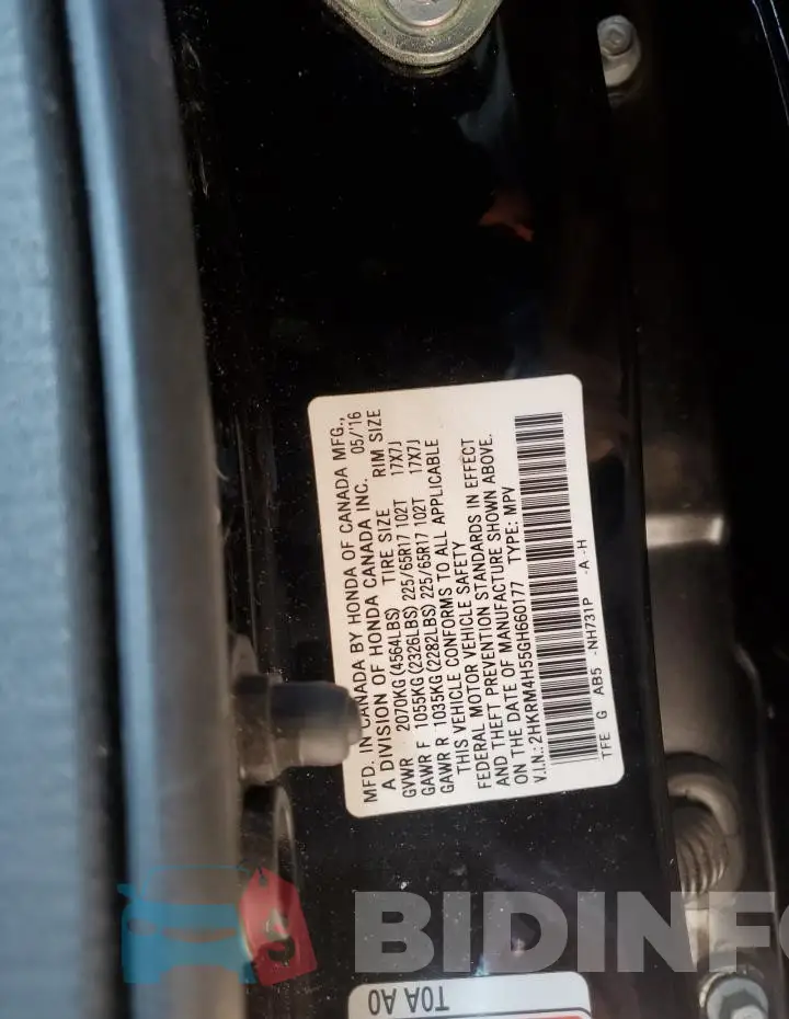 2HKRM4H55GH660177 Photo# 13