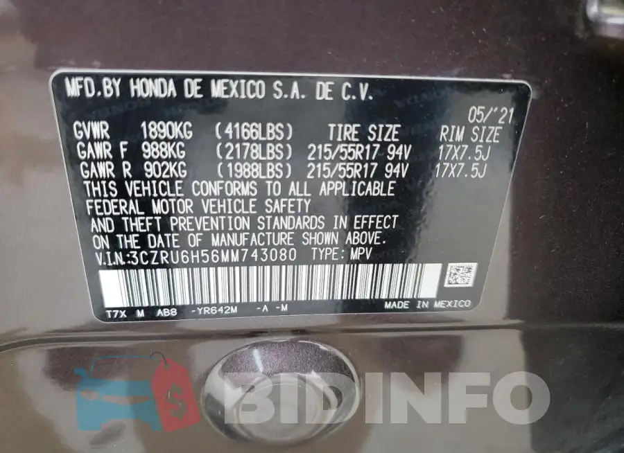 3CZRU6H56MM743080 Photo# 13