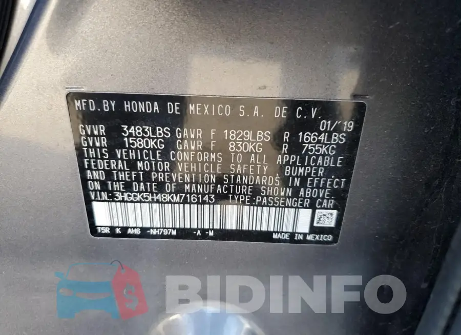 3HGGK5H48KM716143 Photo# 13