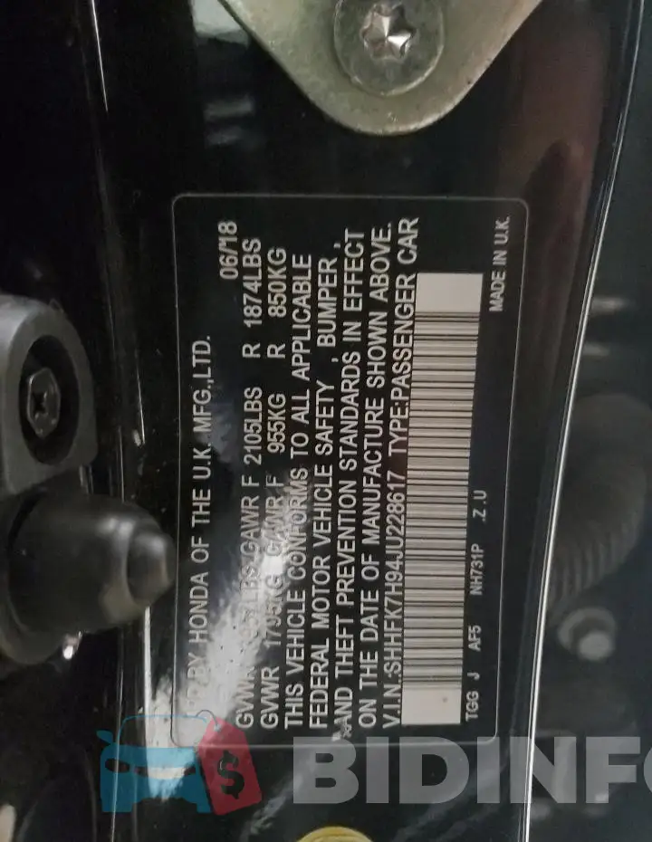 SHHFK7H94JU228617 Photo# 12