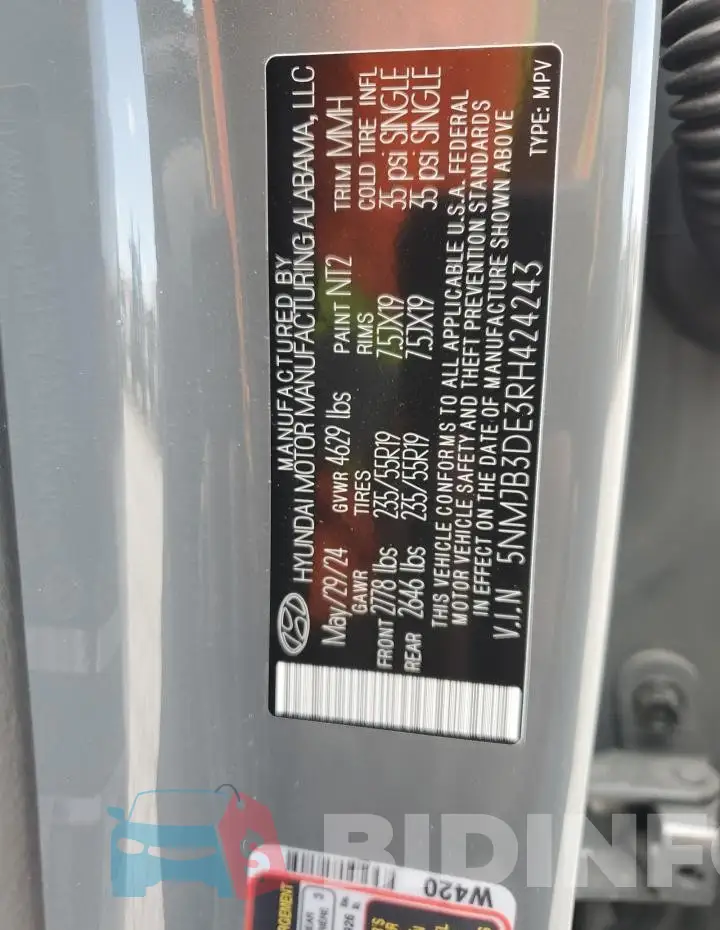 5NMJB3DE3RH424243 Photo# 14