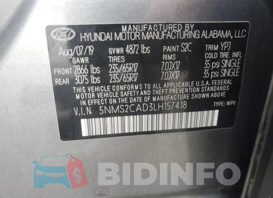 5NMS2CAD3LH157418 Photo# 13