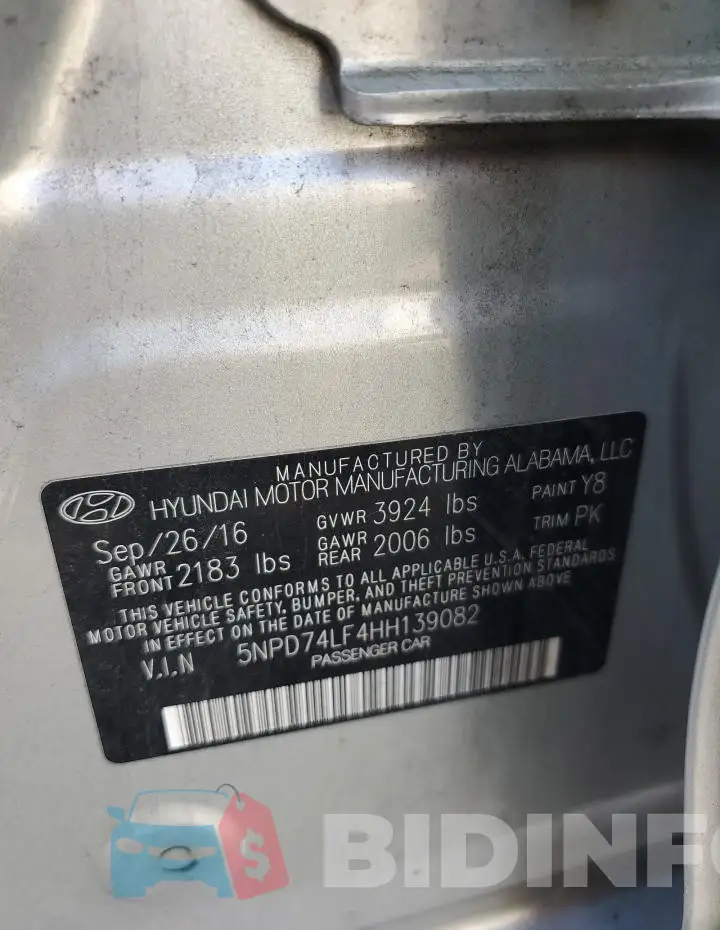 5NPD74LF4HH139082 Photo# 12