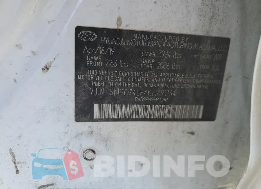 5NPD74LF4KH491134 Photo# 12
