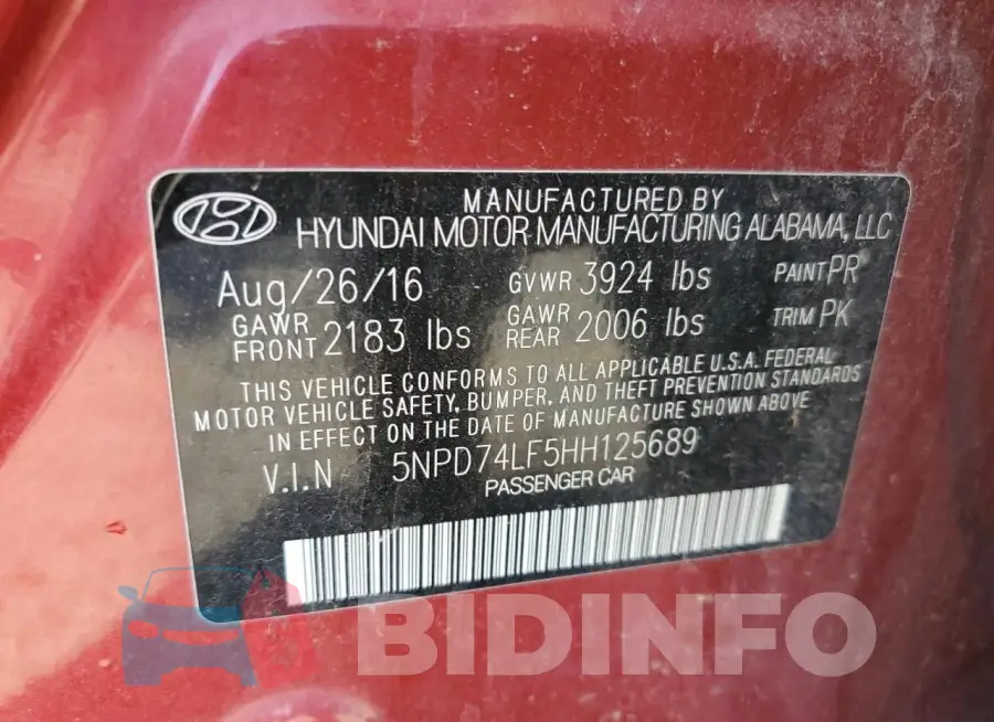 5NPD74LF5HH125689 Photo# 12