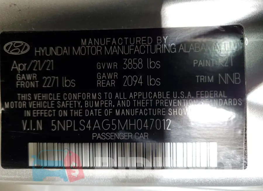 5NPLS4AG5MH047012 Photo# 12