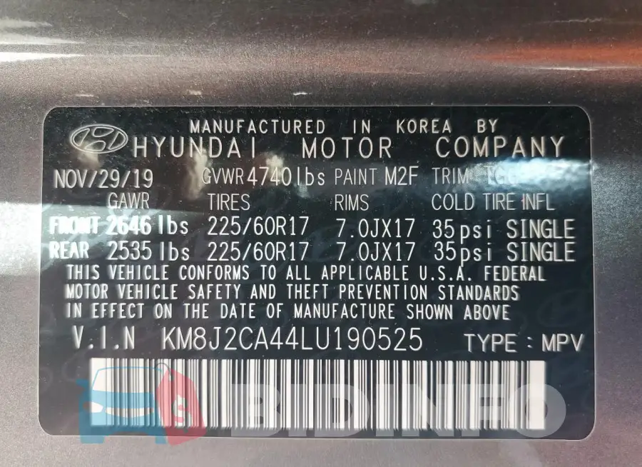 KM8J2CA44LU190525 Photo# 13