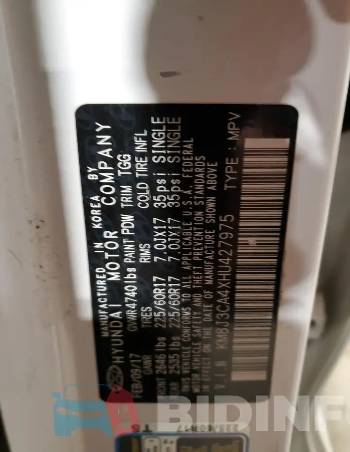 KM8J3CA4XHU427975 Photo# 13