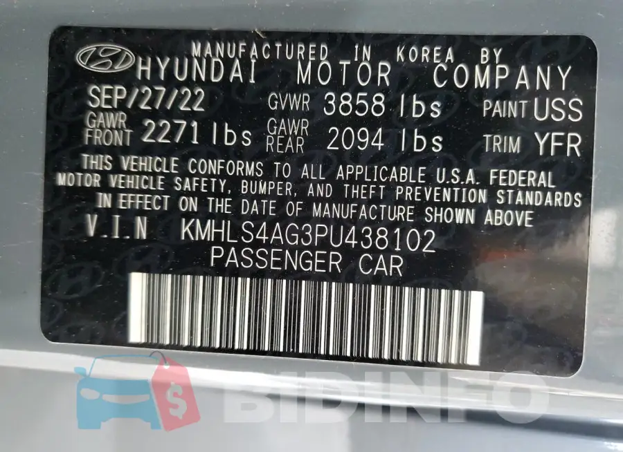KMHLS4AG3PU438102 Photo# 12