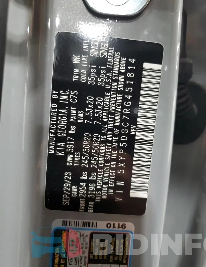5XYP5DGC7RG451814 Photo# 14