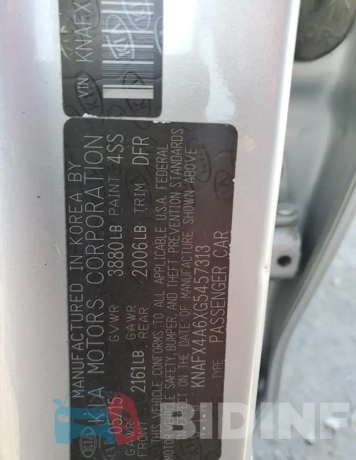 KNAFX4A6XG5457313 Photo# 12