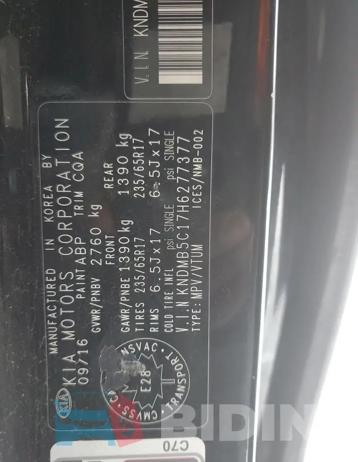 KNDMB5C17H6277377 Photo# 13