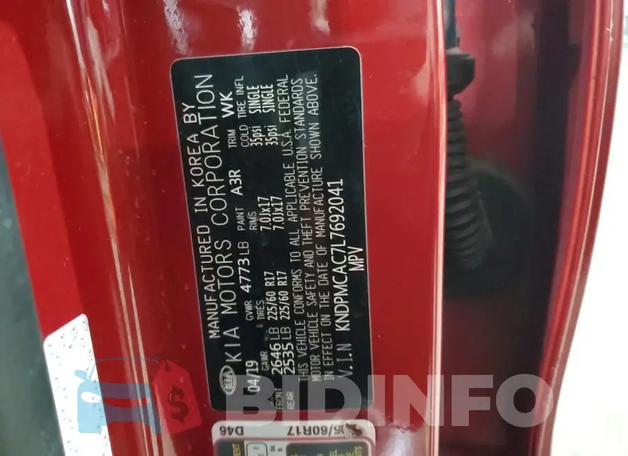 KNDPMCAC7L7692041 Photo# 13